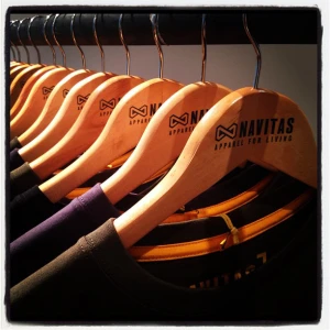 Personalised Wooden Coat Hangers, Branded With Logo - Navitas, Apparel For Living