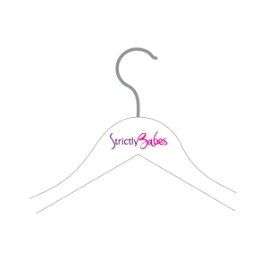 Artwork For Custom, Printed White Wooden Hangers Branded With Pink/Purple Logo - Strictly Babes