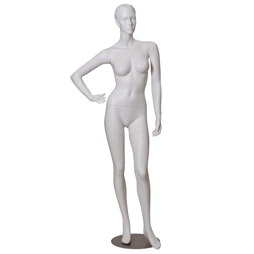 Right Hand on Hip White Matt Female Mannequin, Left Bent Leg 71410