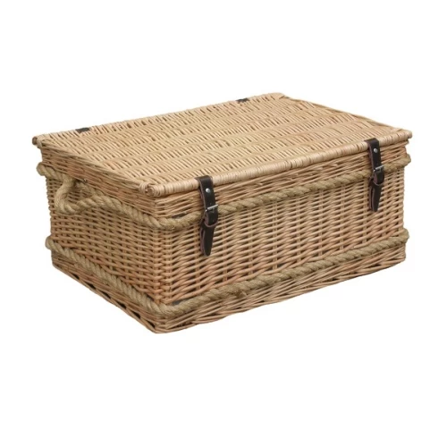 Rope Handled Willow Hand Crafted Storage Trunk 24 Inch 95217