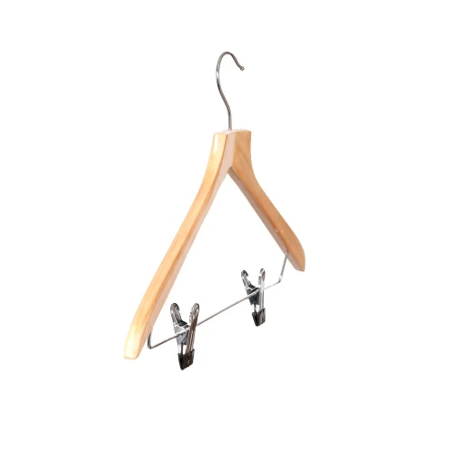 Shaped Wooden Suit Hangers With Clips 39cm (Box of 100) 50013