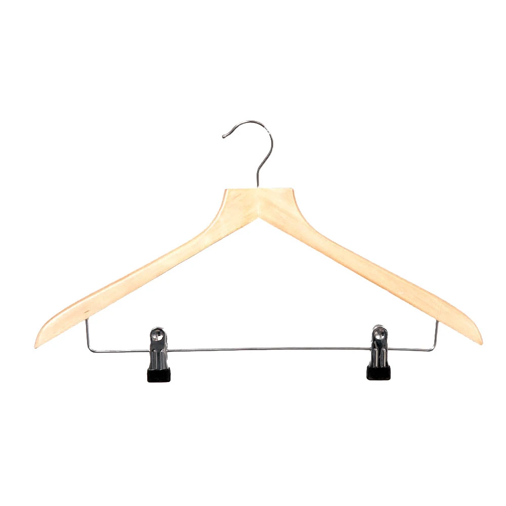 Shaped Wooden Suit Hangers With Clips 39cm (Box of 100) 50013