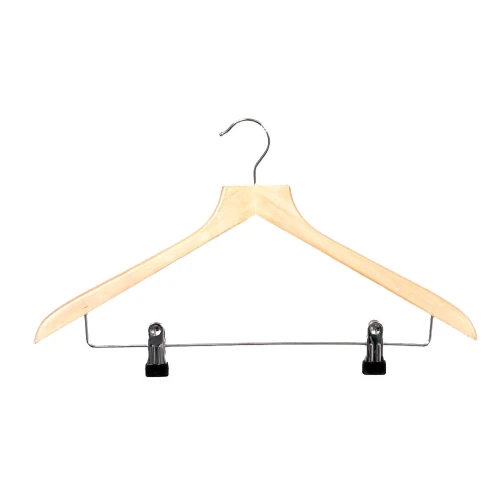 Shaped Wooden Suit Hangers With Clips 44.5cm (Box of 100) 50018