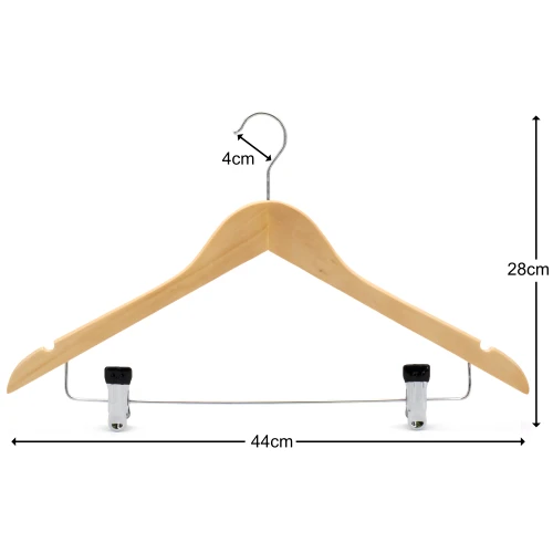 Shaped Wooden Suit Hangers With Clips 44cm