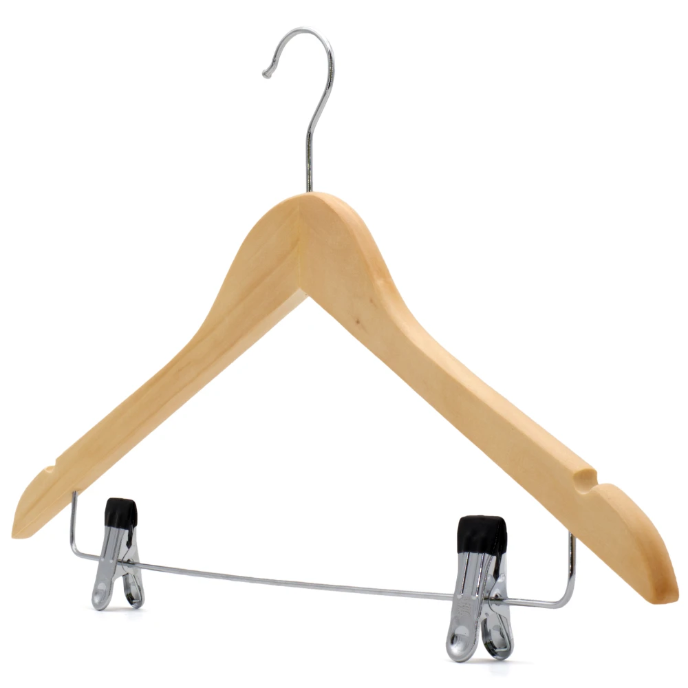 Shaped Wooden Suit Hangers With Clips 44cm
