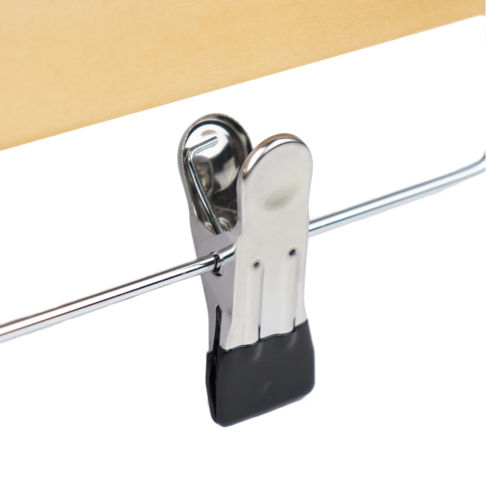 Straight Wooden Trouser Hangers with Clips 35cm