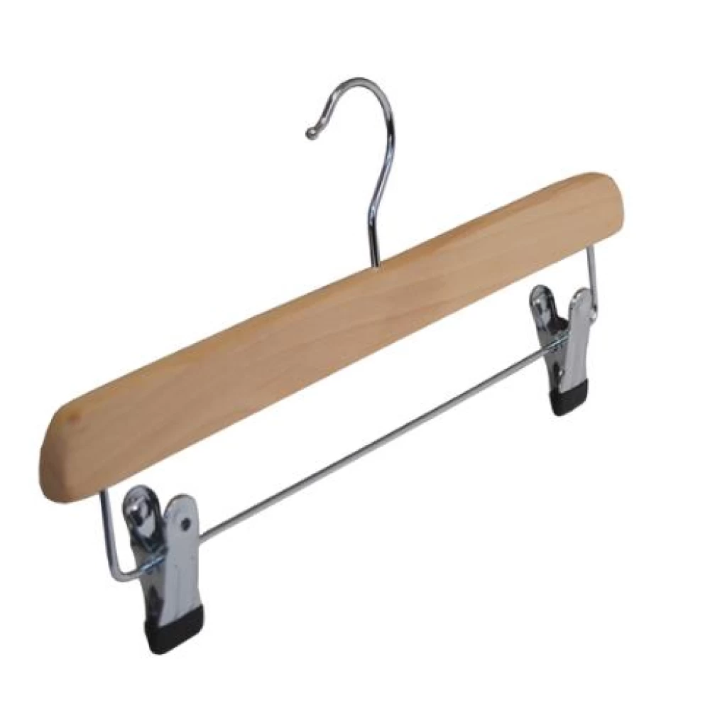 Straight Wooden Trouser Hangers with Clips 35cm (Box of 100) 51057