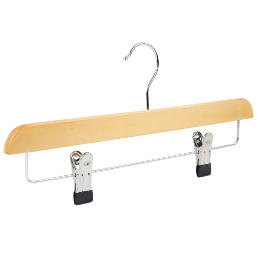 Straight Wooden Trouser Hangers with Clips 35cm