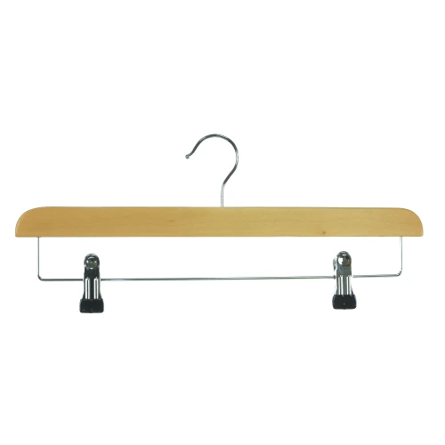 Straight Wooden Trouser Hangers with Clips 39cm