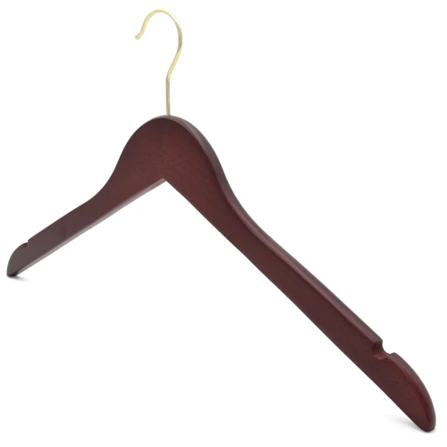 Walnut Wooden Shaped Tops Hangers 44cm (Box of 100) - 51043