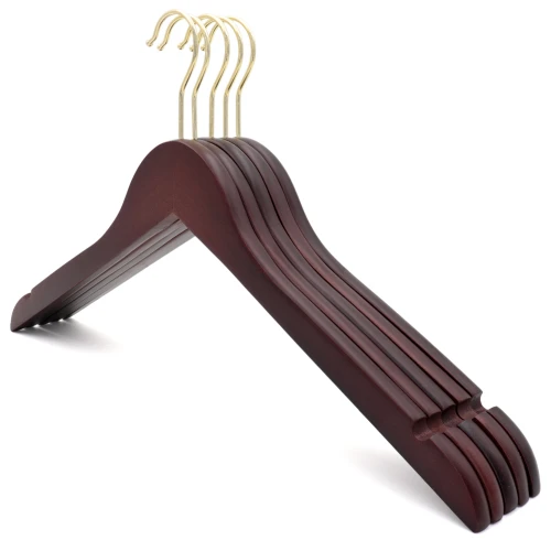 Walnut Wooden Shaped Tops Hangers 44cm (Box of 100) - 51043