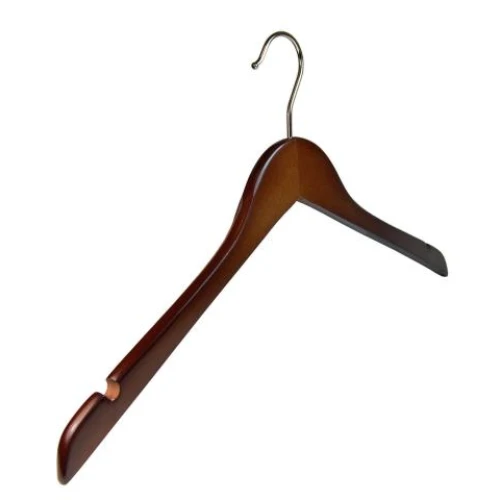 Walnut Wooden Shaped Tops Hangers 44cm (Box of 100) 51043