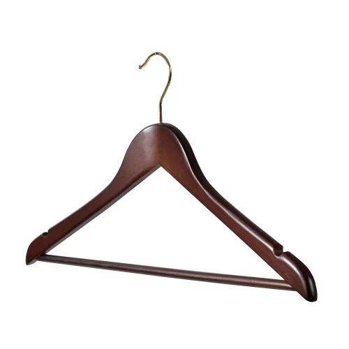 Walnut Wooden Wishbone Hangers With Centre Bar 44cm (Box of 100) 50023