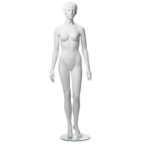 White Matt Female Mannequin - Hands at Side, Head Facing Forwards 71401