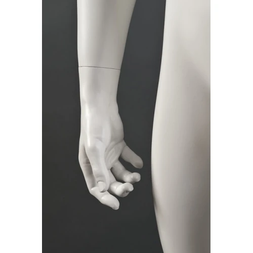 White Matt Male Mannequin - Hands at Side, Head off Centre 70201