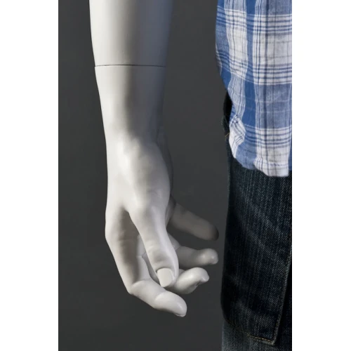 White Matt Male Mannequin - Hands at Side, Head off Centre 70201