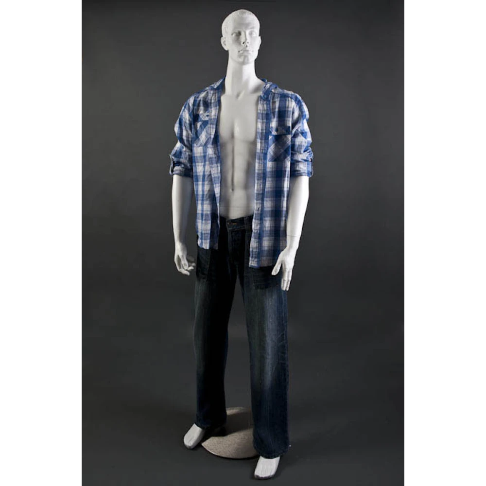 White Matt Male Mannequin - Hands at Side, Head off Centre 70201