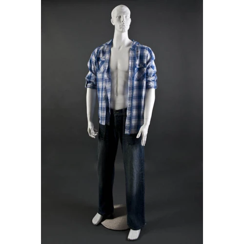 White Matt Male Mannequin - Hands at Side, Head off Centre 70201