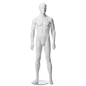 White Matt Male Mannequin - Hands at Side, Head Facing Forwards 70205