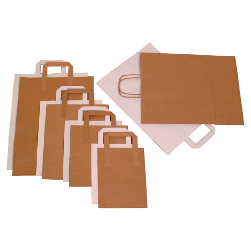 White Paper Carrier Bag (8 Inch x 13 Inch x 10 Inch) (250 Pack) 18109