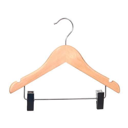 Wooden Baby Wishbone Hangers With Clips 28cm (Box of 50) 50006