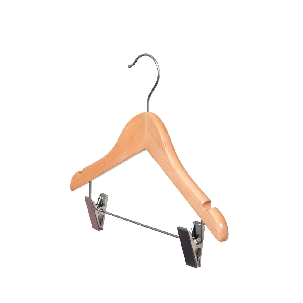 Wooden Child Wishbone Hangers With Clips 28cm (Box of 50) 50006