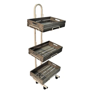 Wooden crate display fixture for fruit and crisps