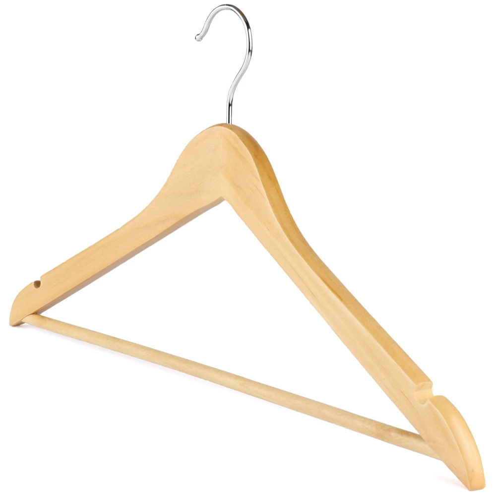 Wooden Wishbone Hangers With Centre Bar 44cm (Box of 100) - 50041