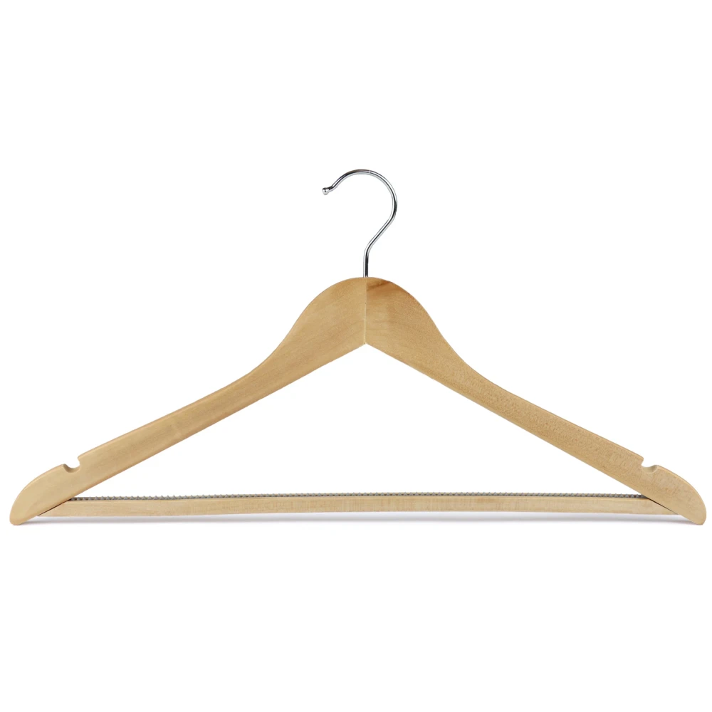 Wooden Wishbone Hangers With Non Slip Centre Bar 44cm (Box of 100) - 50042