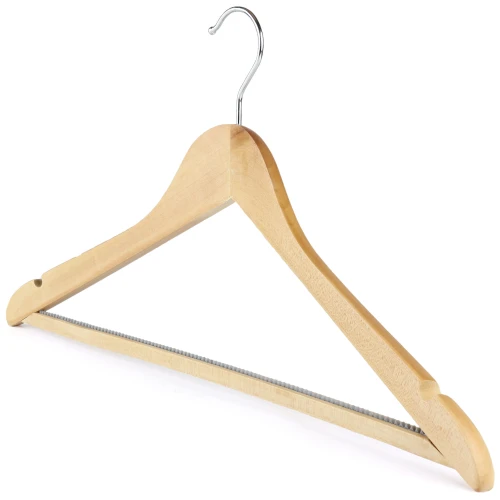 Wooden Wishbone Hangers With Non Slip Centre Bar 44cm (Box of 100) - 50042
